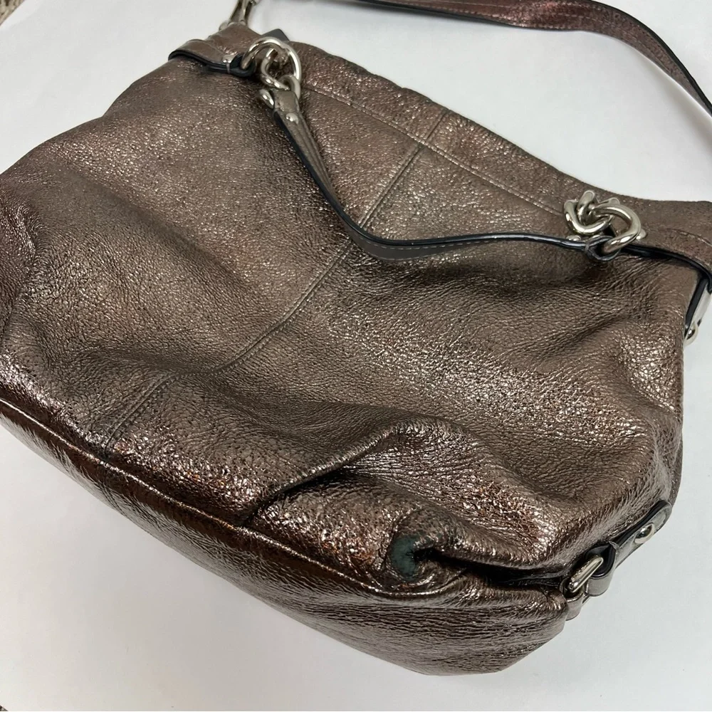 COACH Brooke Handbag Leather Pewter Hobo Bag Purse